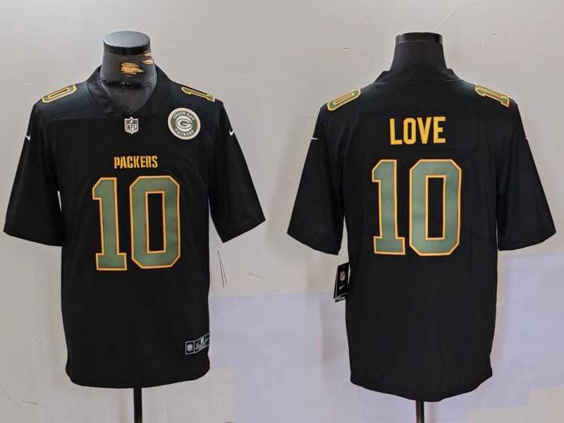 Men%27s Green Bay Packers #10 Jordan Love Black Fashion Vapor Limited Stitched Jerseys